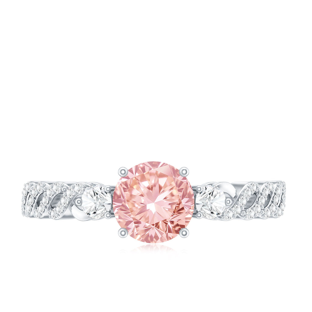 Lab Grown Fancy Pink Diamond Engagement Ring with IGI Certificate