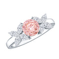 IGI Certified Lab Grown Pink White Diamond Flower Engagement Ring