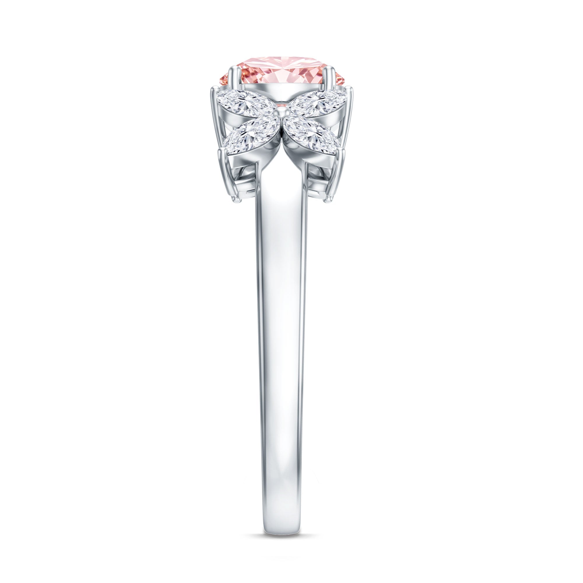 IGI Certified Lab Grown Pink White Diamond Flower Engagement Ring