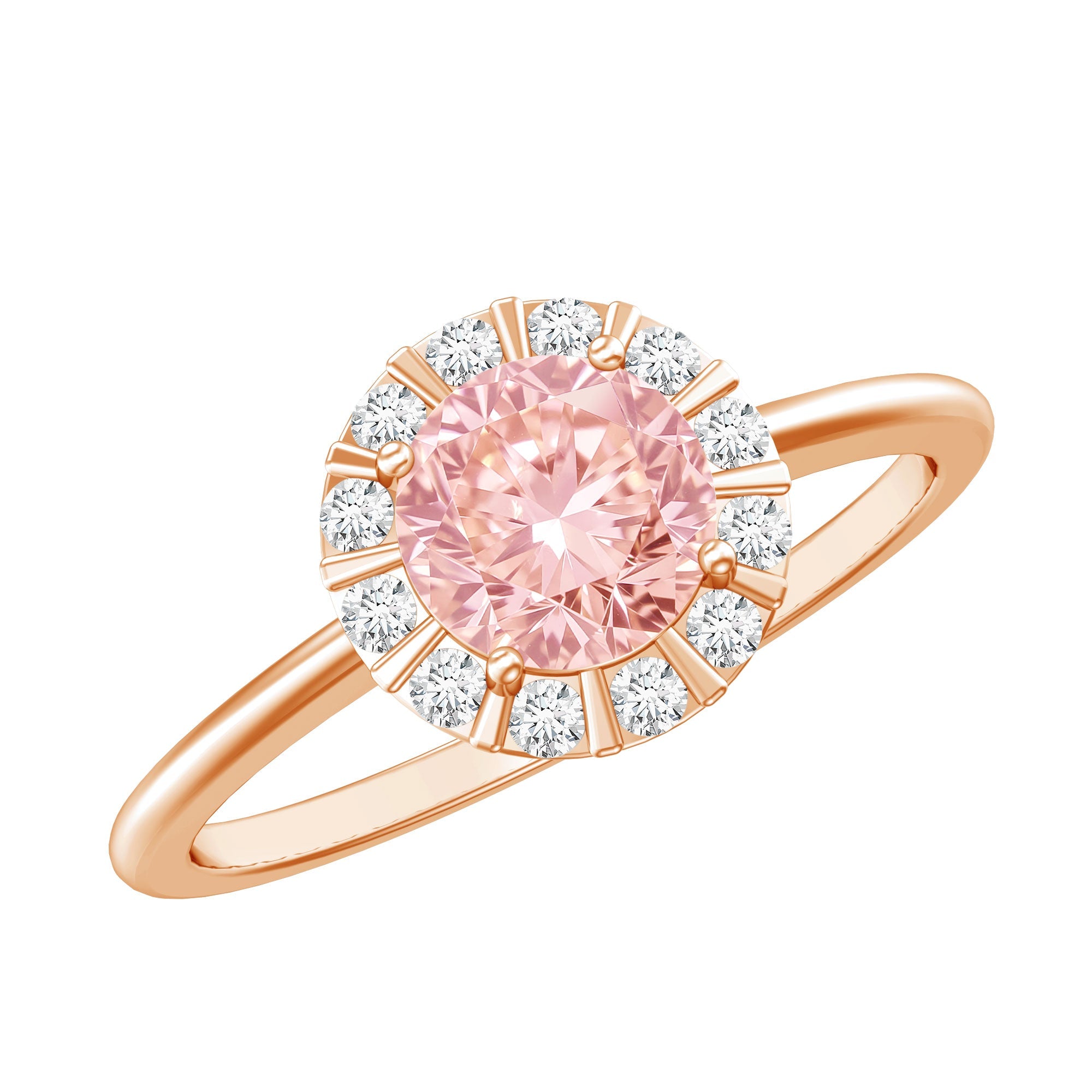 Fancy Intense Pink Lab Grown Diamond Halo Engagement Ring with IGI Certificate