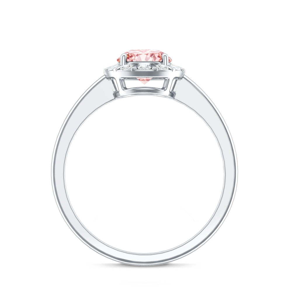 Fancy Intense Pink Lab Grown Diamond Halo Engagement Ring with IGI Certificate