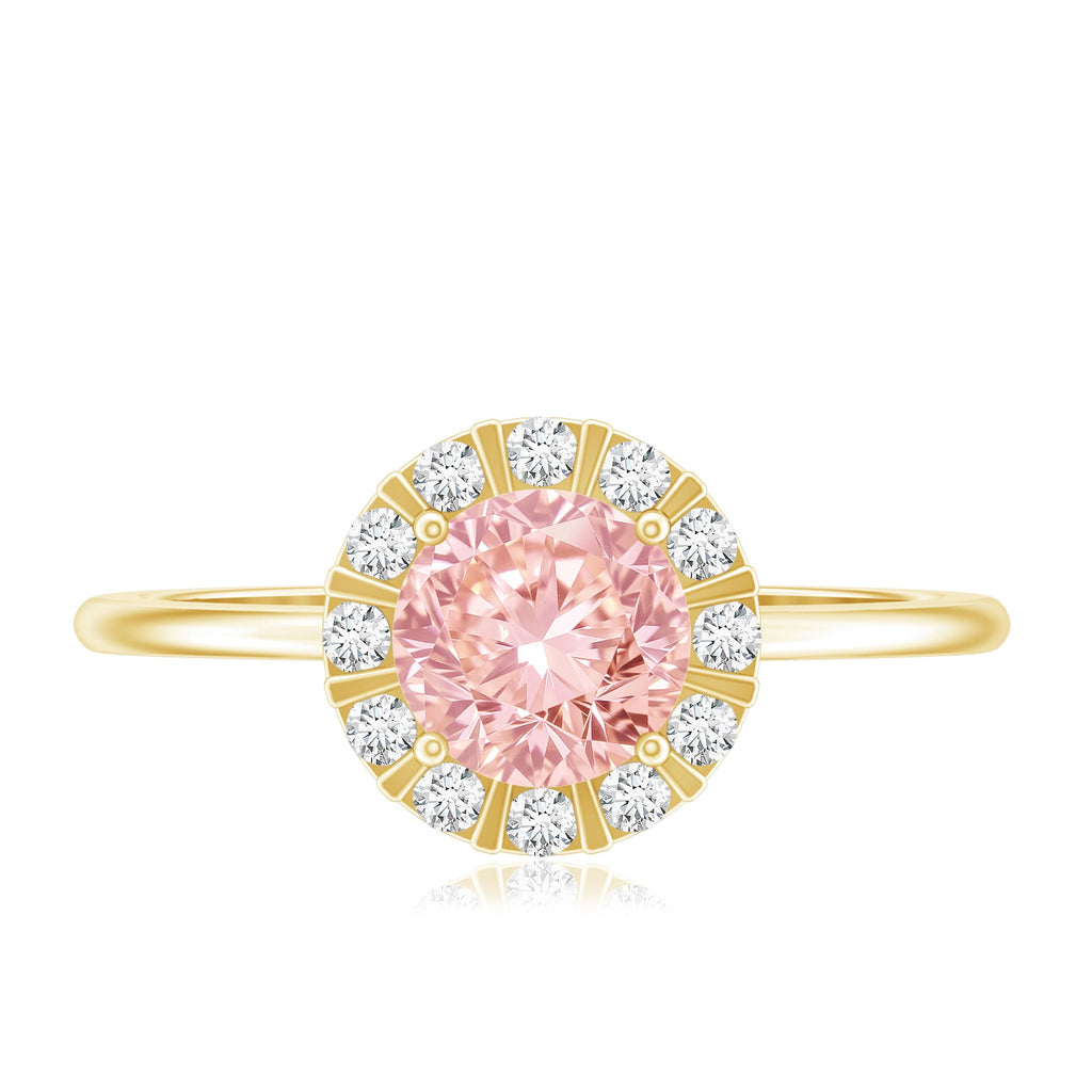 Fancy Intense Pink Lab Grown Diamond Halo Engagement Ring with IGI Certificate