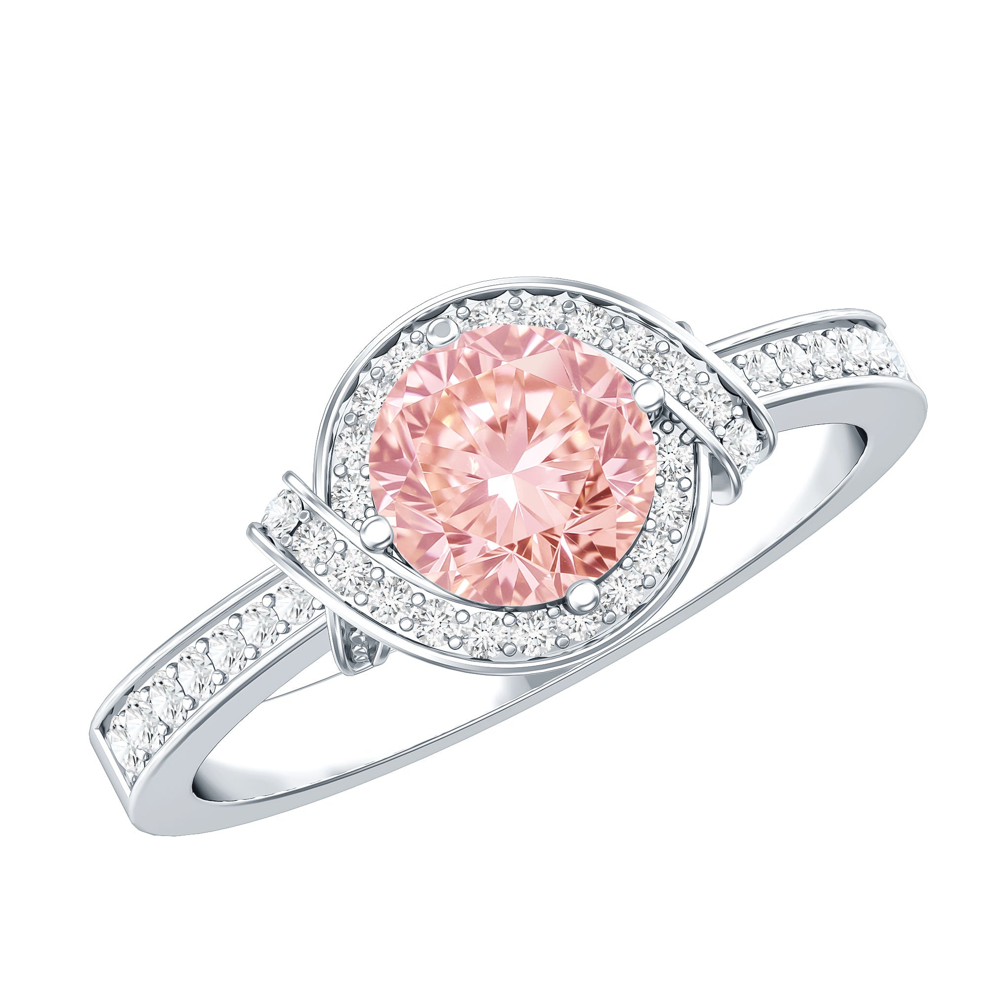 IGI Certified Lab Grown Pink Diamond Halo Engagement Ring for Women