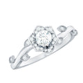Natural Diamond Flower Engagement Ring For Women