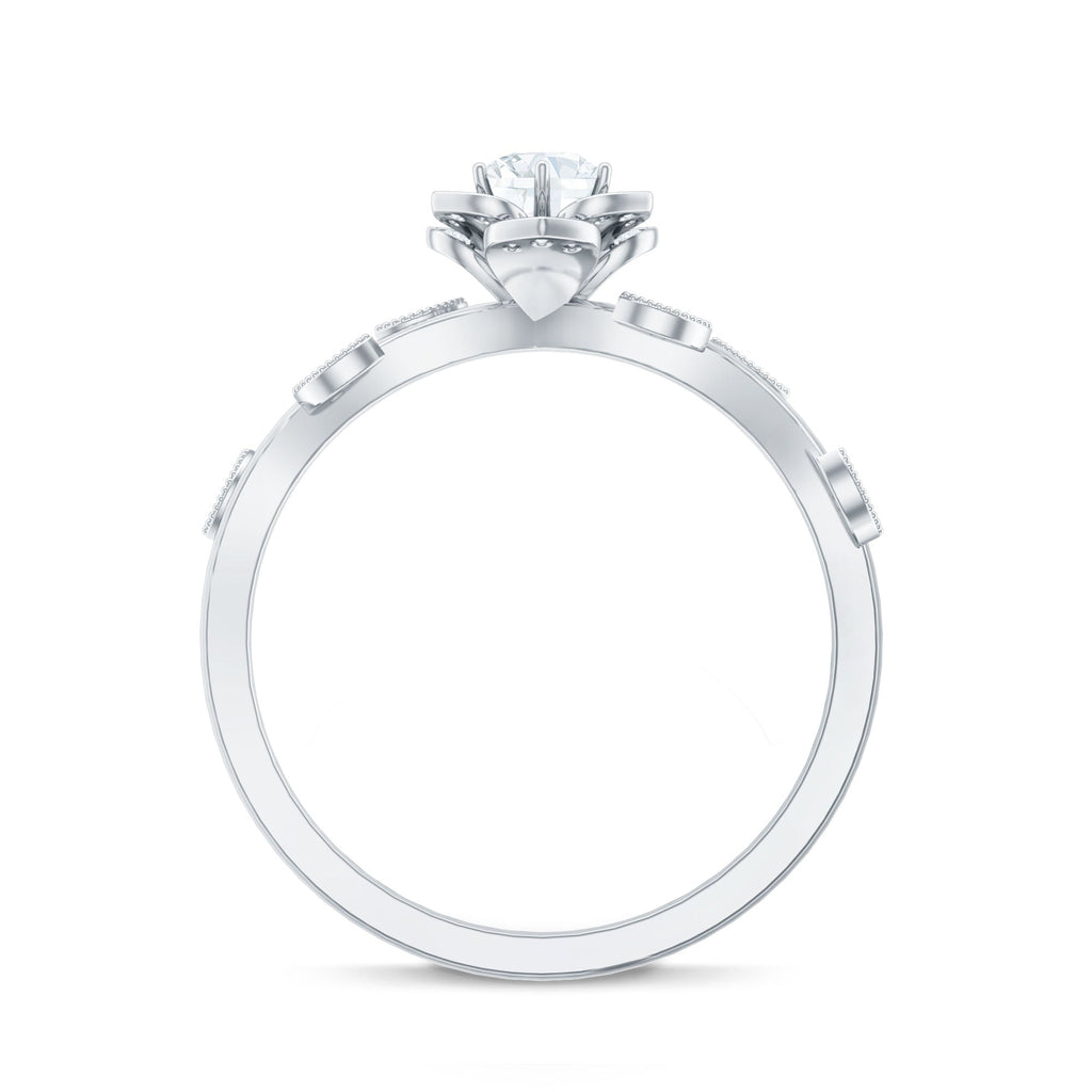 Natural Diamond Flower Engagement Ring For Women