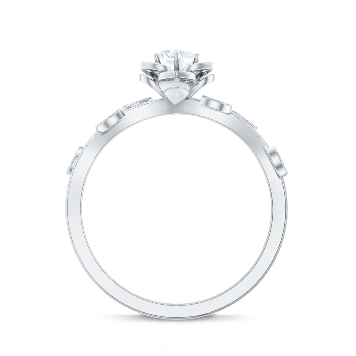 Natural Diamond Flower Engagement Ring For Women