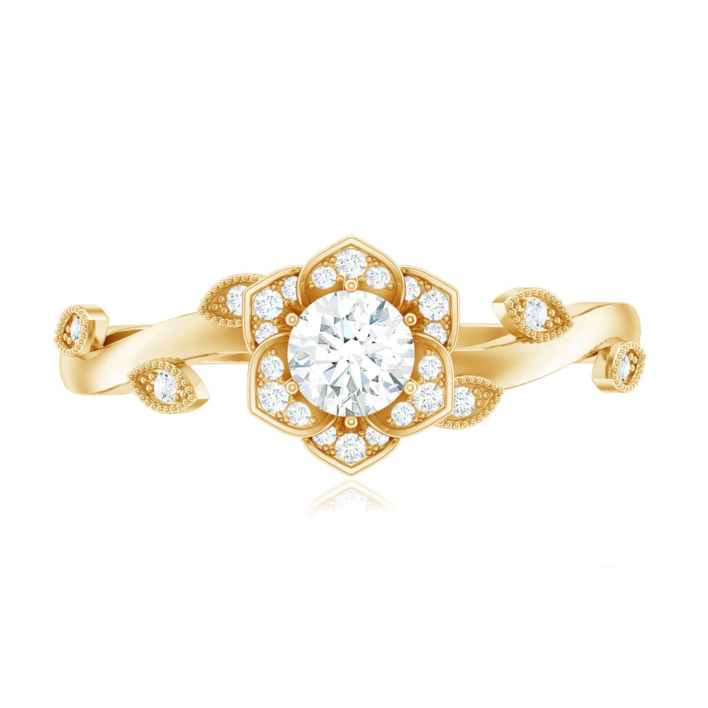 Natural Diamond Flower Engagement Ring For Women