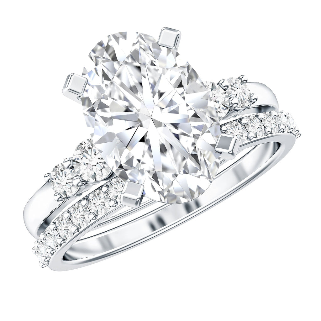 IGI Certified 3 Carat Oval Lab Grown Diamond Marriage Ring Set for Women