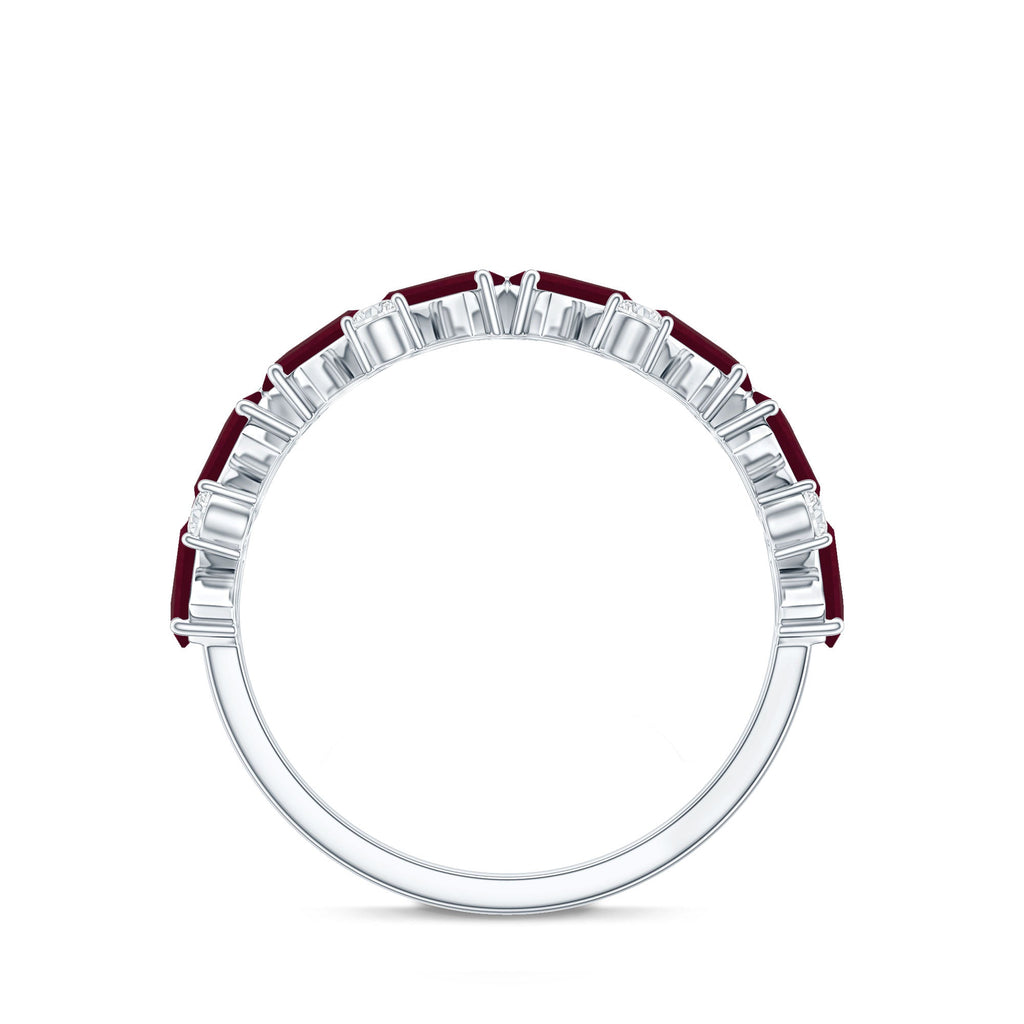 Certified Ruby Half Eternity Ring with Lab Grown Diamond
