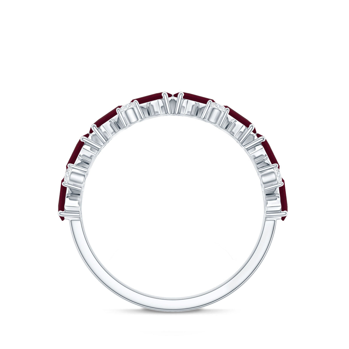 Certified Ruby Half Eternity Ring with Lab Grown Diamond