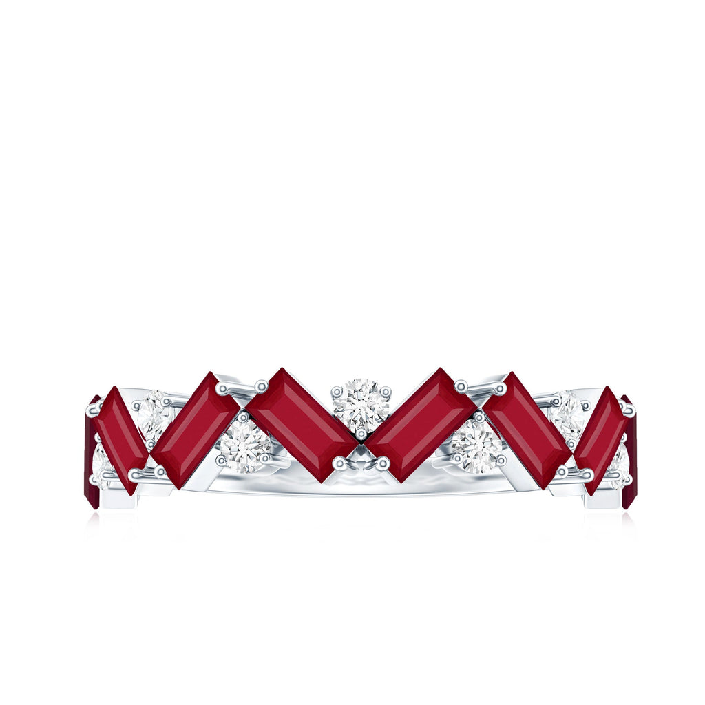 Certified Ruby Half Eternity Ring with Lab Grown Diamond