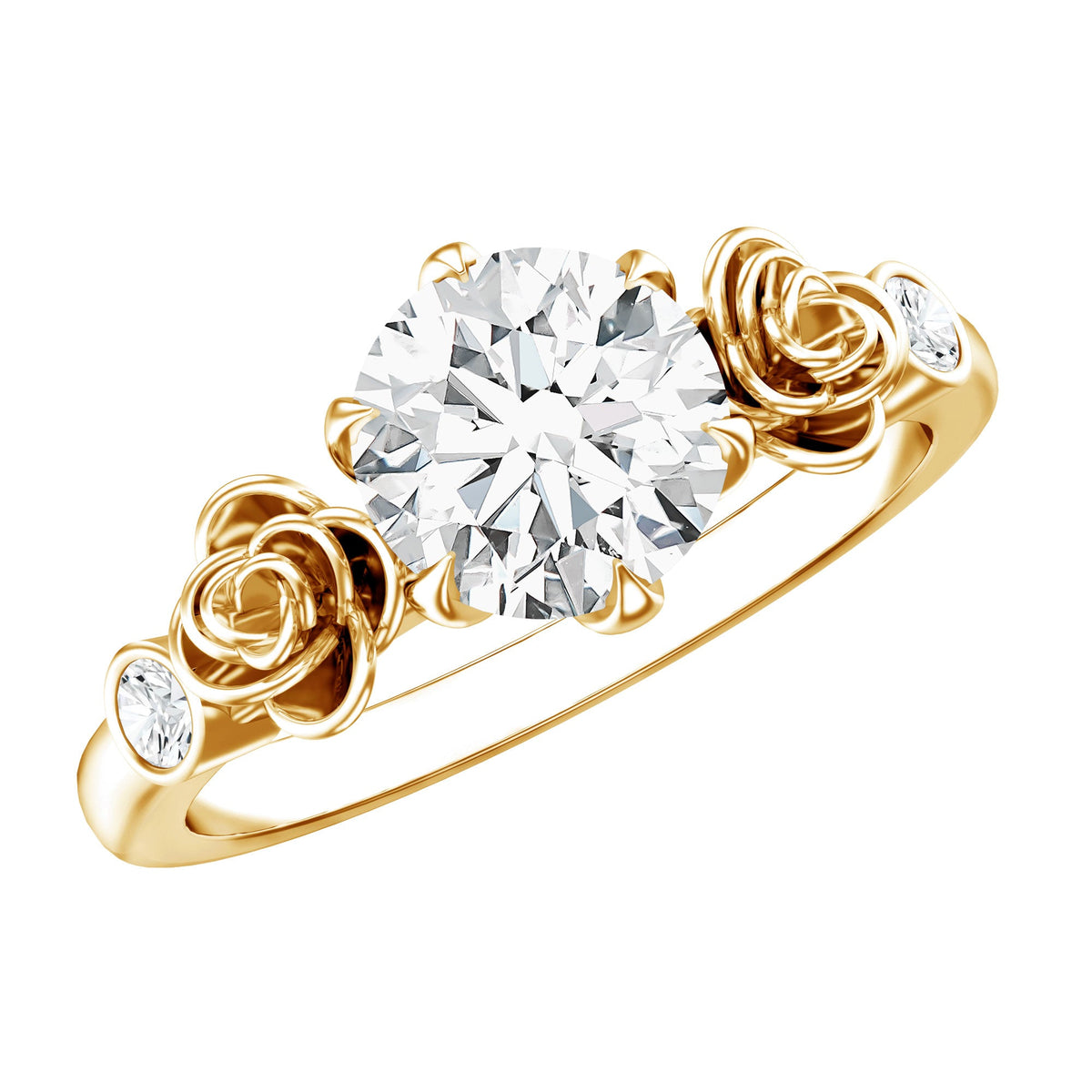 Certified Lab Grown Diamond Engagement Ring With Floral Design