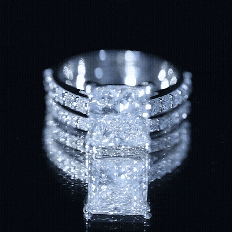 5 Carat IGI Certified Princess Cut Lab Diamond Engagement Ring with Band