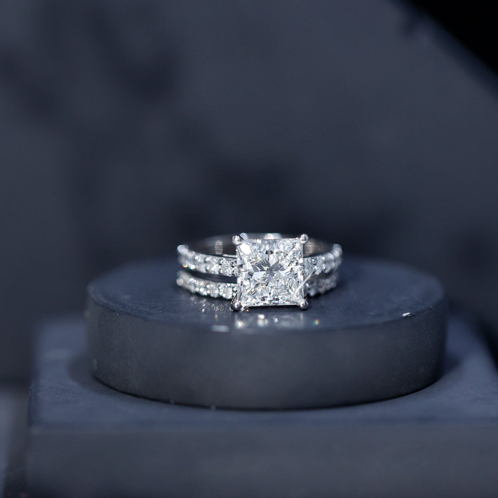 5 Carat IGI Certified Princess Cut Lab Diamond Engagement Ring with Band