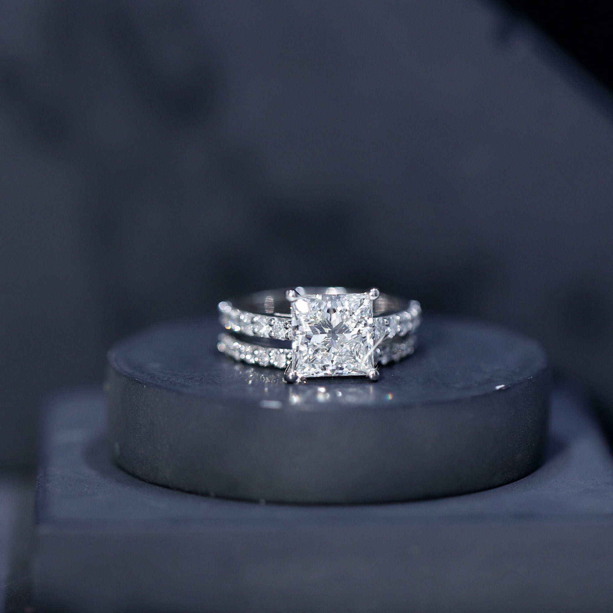 5 Carat IGI Certified Princess Cut Lab Diamond Engagement Ring with Band