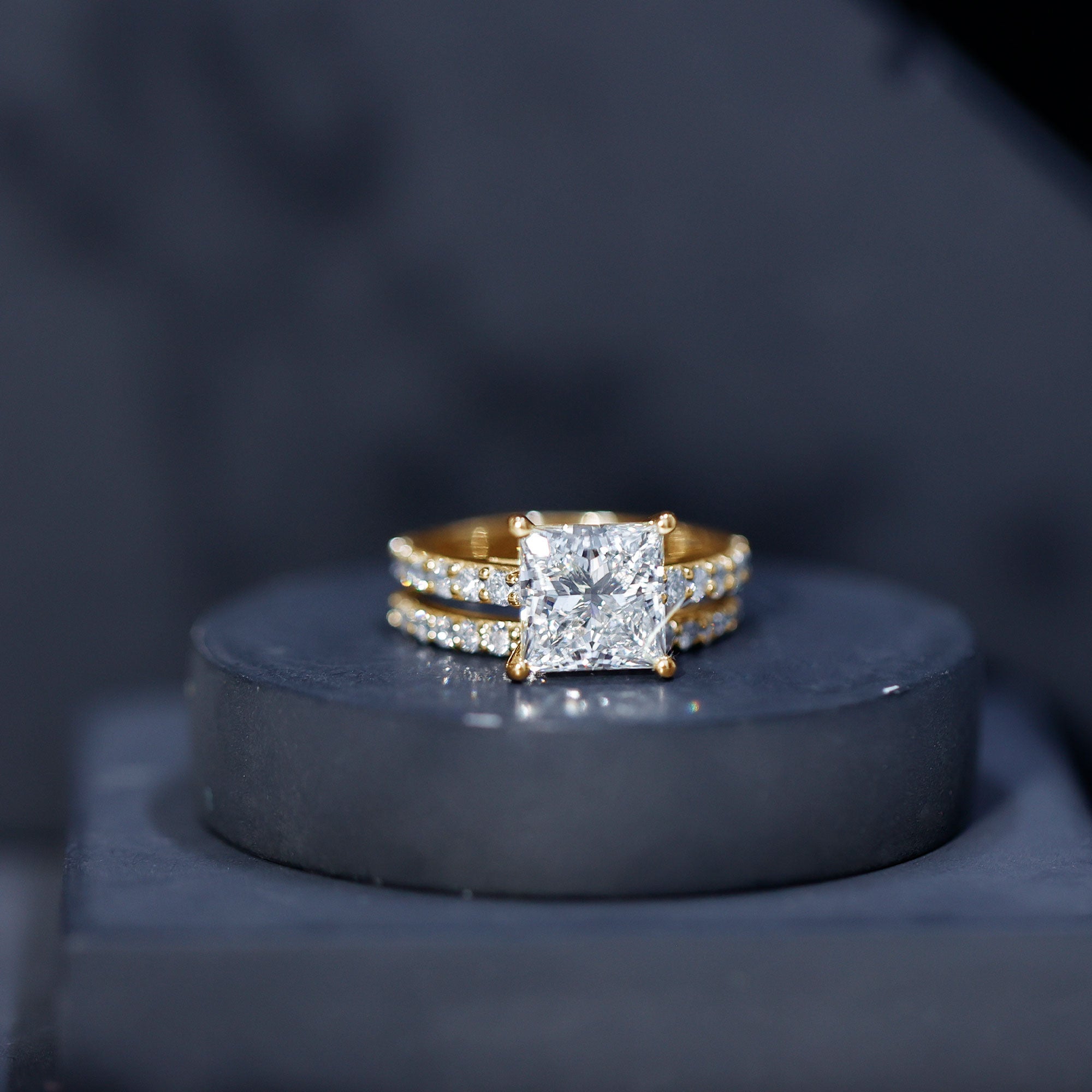 5 Carat IGI Certified Princess Cut Lab Diamond Engagement Ring with Band