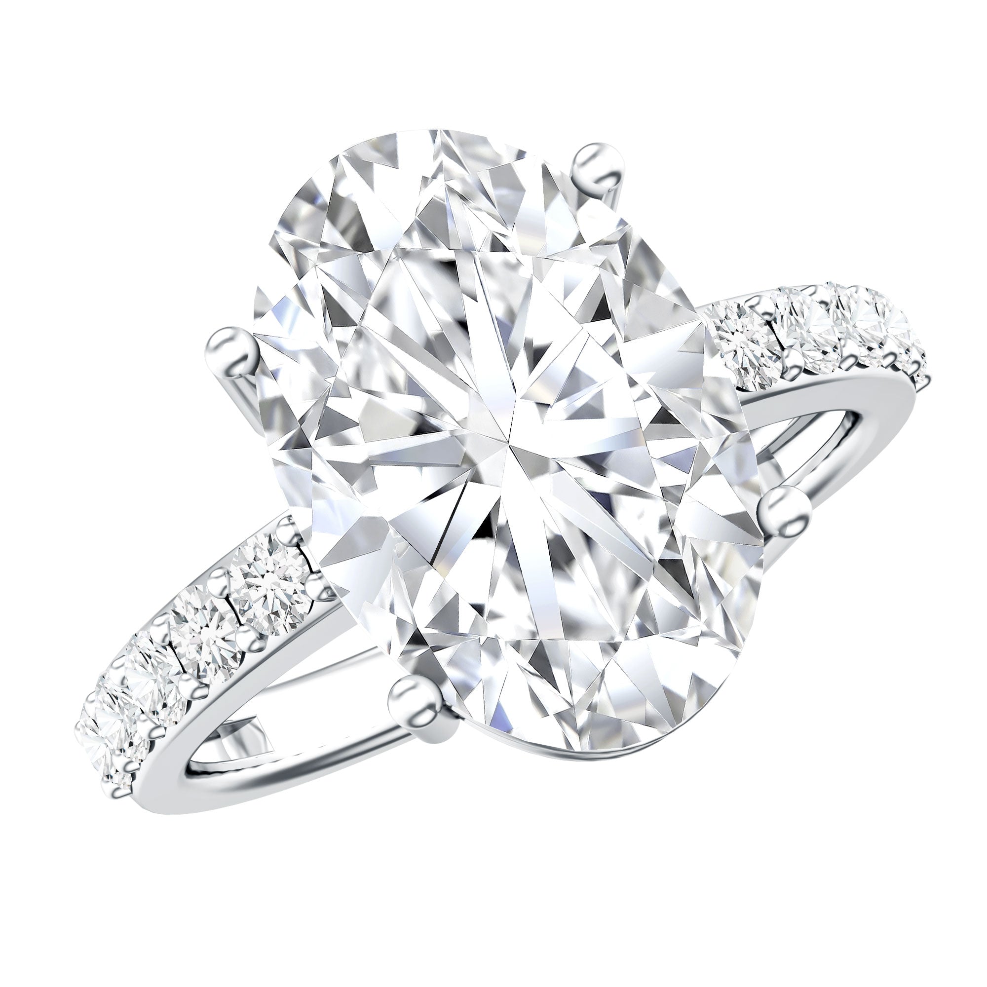 5 Carat Big Lab Grown Diamond Oval Engagement Ring with IGI Certificate
