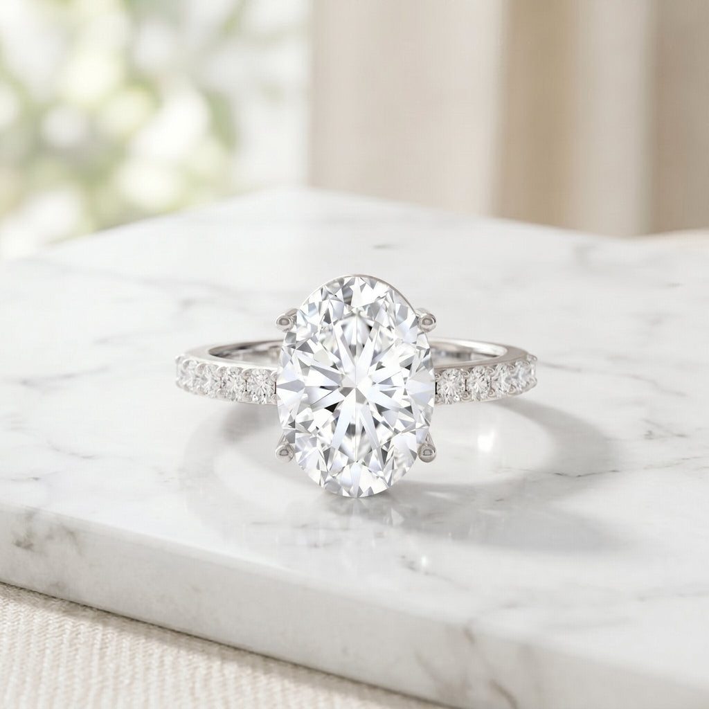 5 Carat Big Lab Grown Diamond Oval Engagement Ring with IGI Certificate