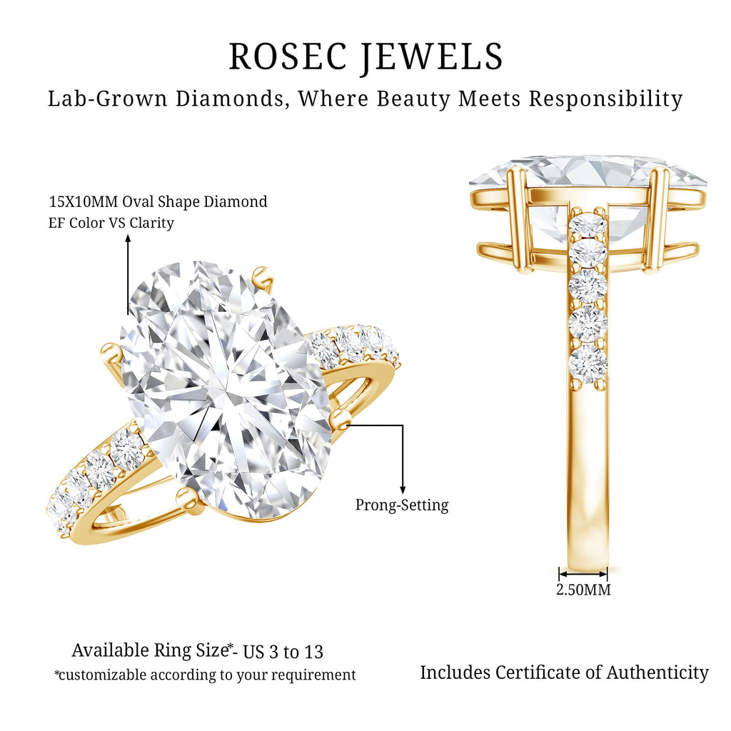 5 Carat Big Lab Grown Diamond Oval Engagement Ring with IGI Certificate