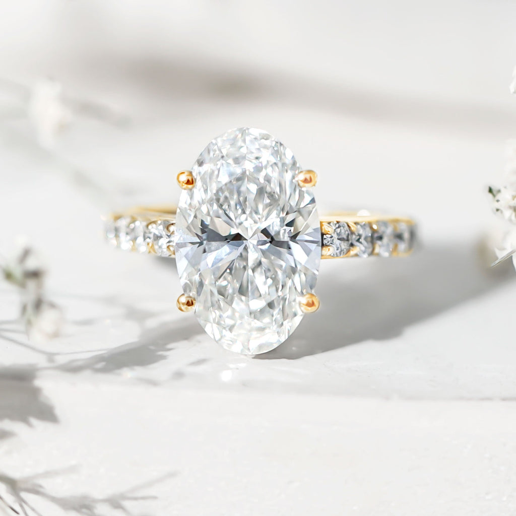 5 Carat Big Lab Grown Diamond Oval Engagement Ring with IGI Certificate