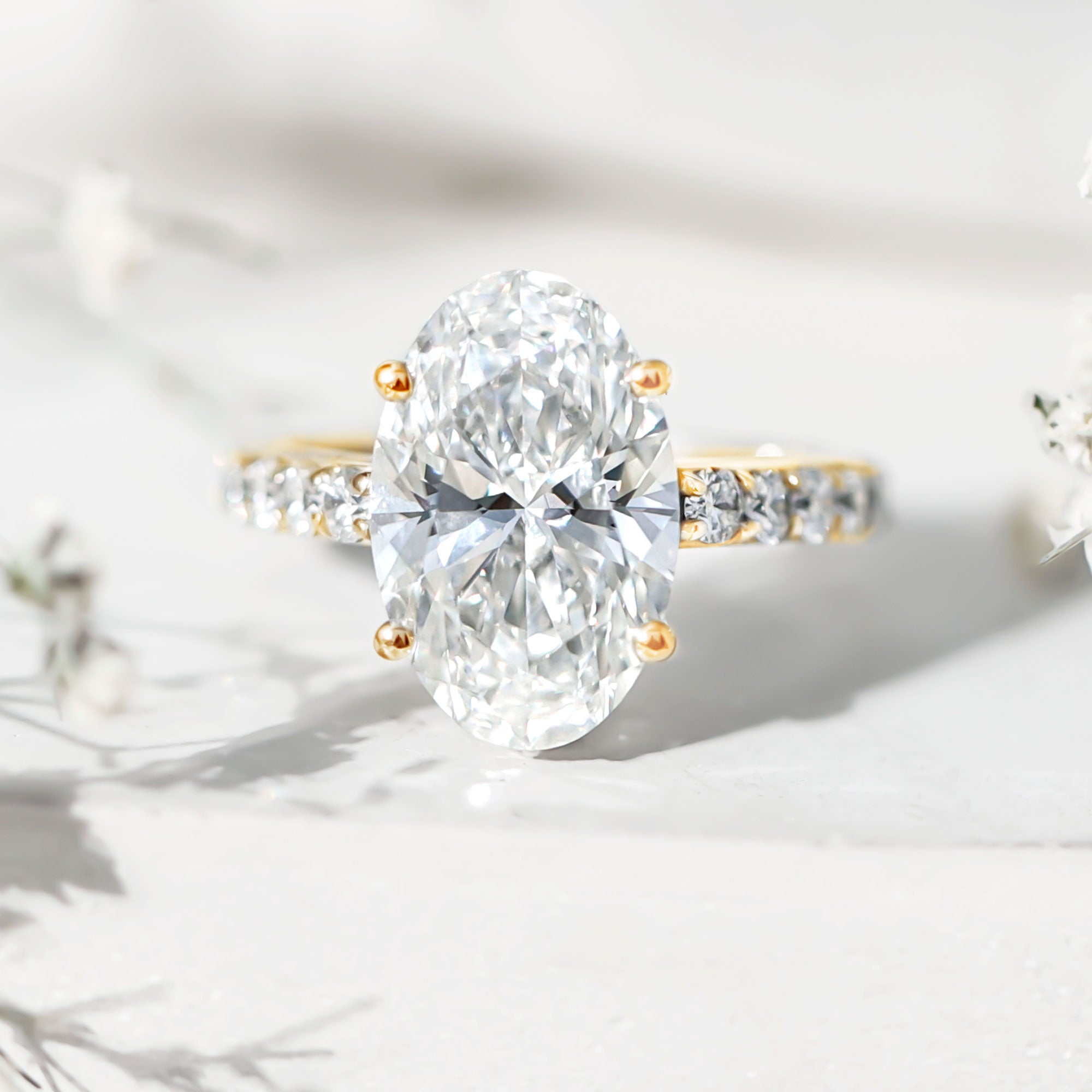 5 Carat Big Lab Grown Diamond Oval Engagement Ring with IGI Certificate