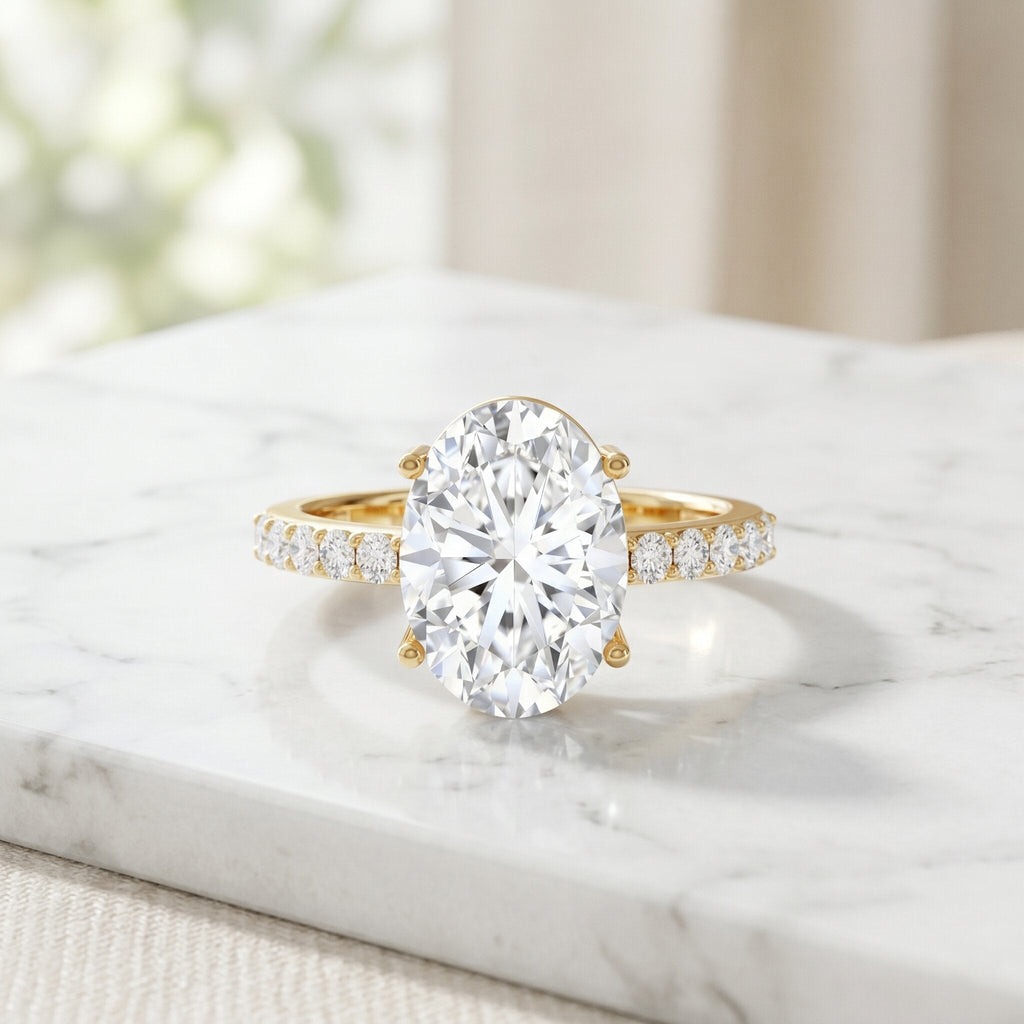 5 Carat Big Lab Grown Diamond Oval Engagement Ring with IGI Certificate