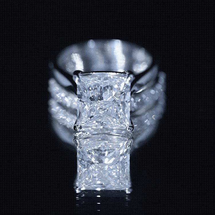 5 Carat Huge Lab Grown Diamond Princess Cut Engagement Ring Set with IGI Certificate