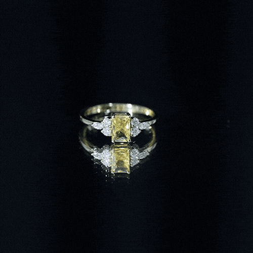0.75 Carat Emerald Cut Lab Created Yellow Sapphire Promise Engagement Ring