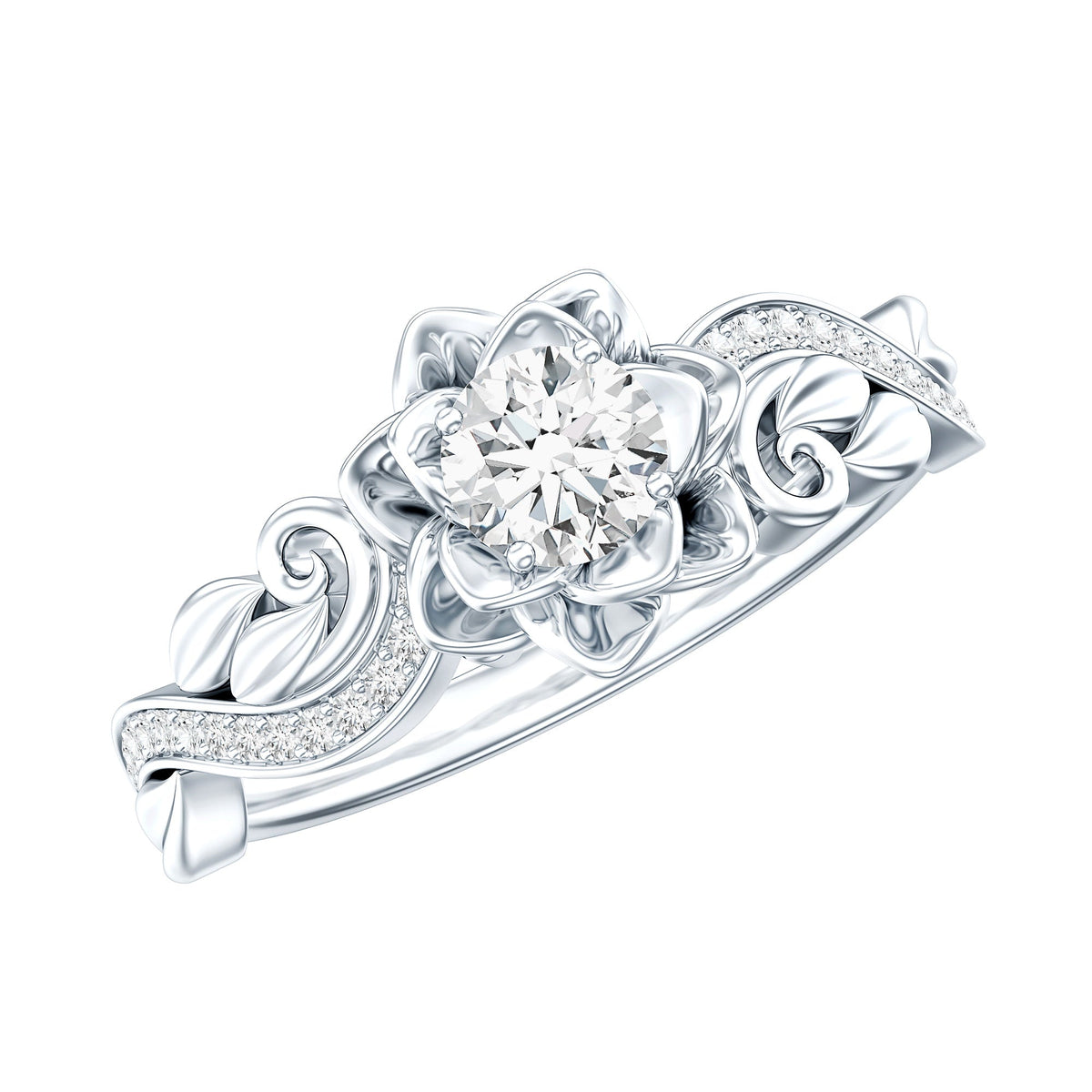 Lab Grown Diamond Flower Engagement Ring for Her