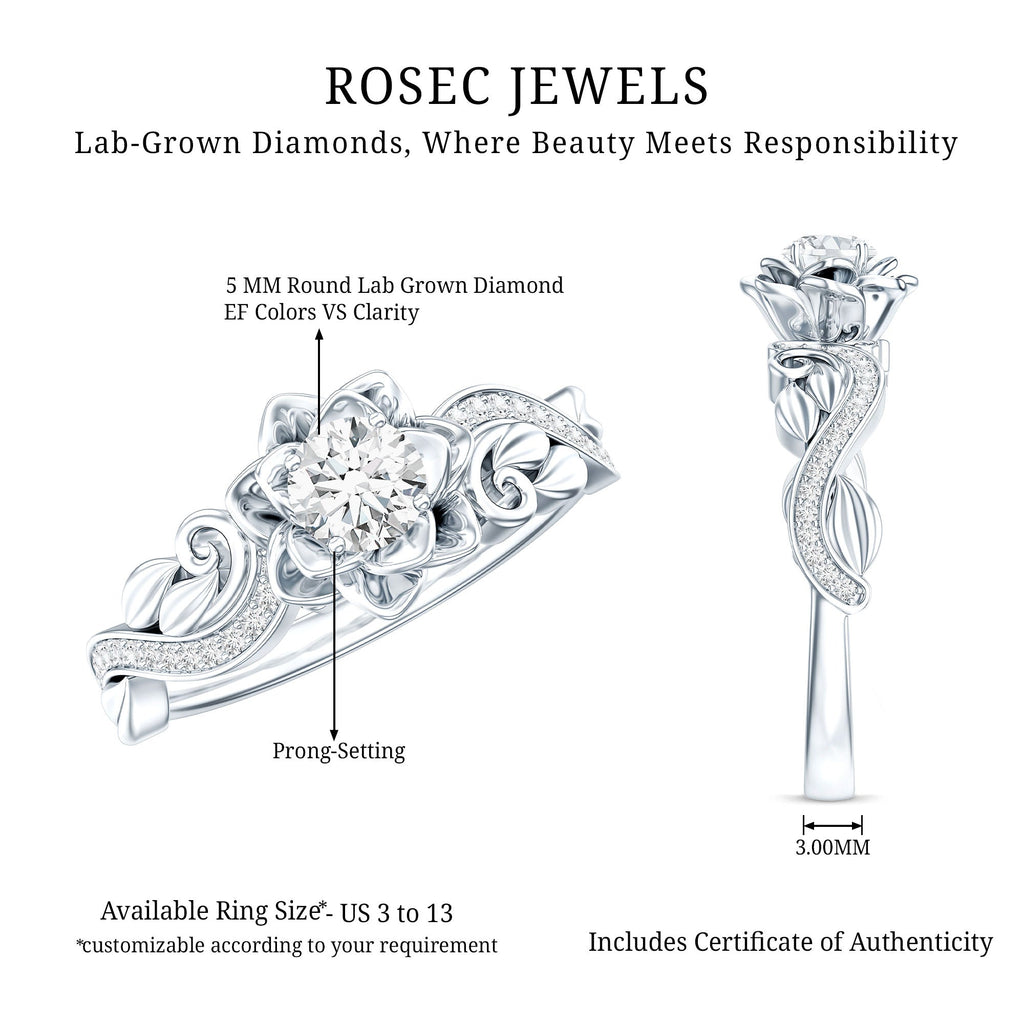 Lab Grown Diamond Flower Engagement Ring for Her