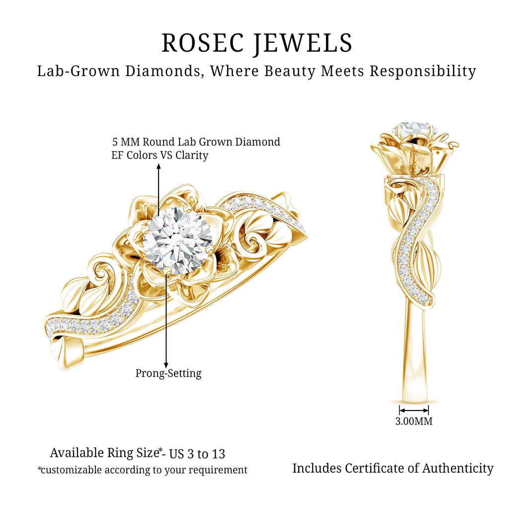 Lab Grown Diamond Flower Engagement Ring for Her