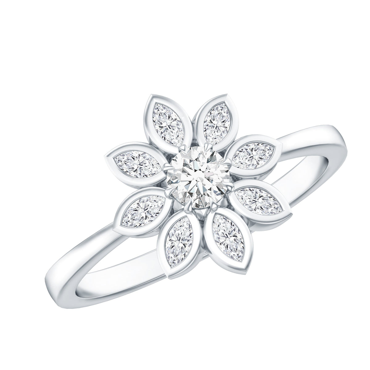 Brilliant Cut Lab Grown Diamond Flower Cocktail Ring
