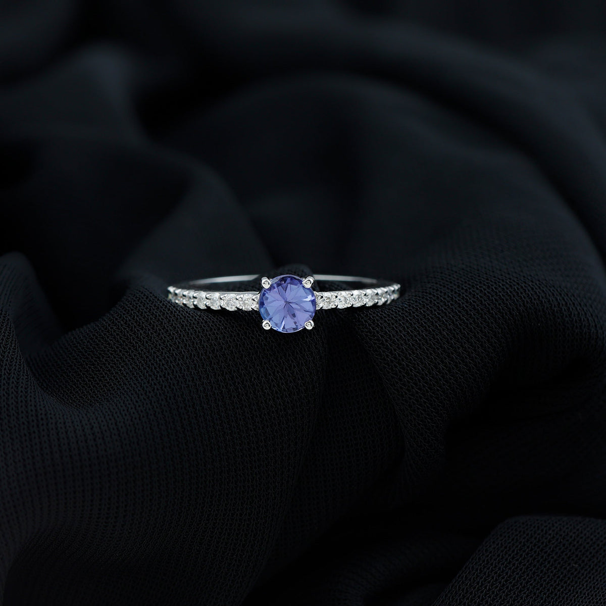 Natural Tanzanite Diamond Promise Ring for Engagement