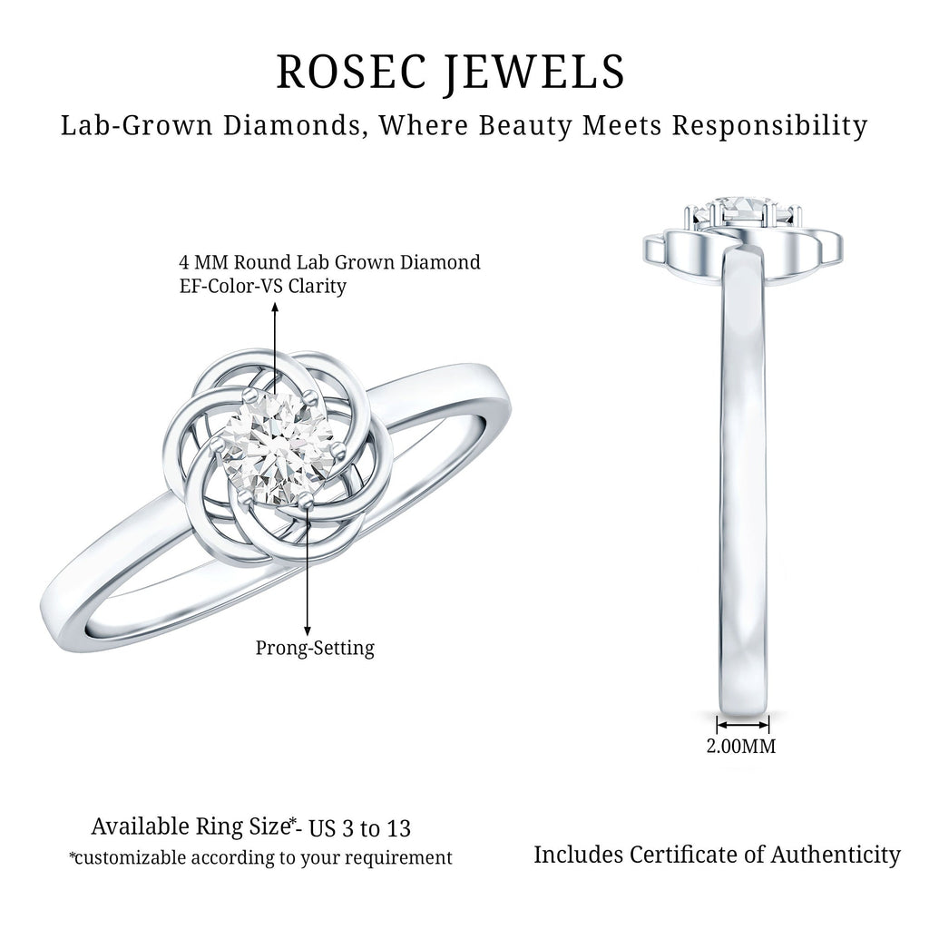 Solitaire Lab Grown Diamond Flower Promise Ring with Certificate