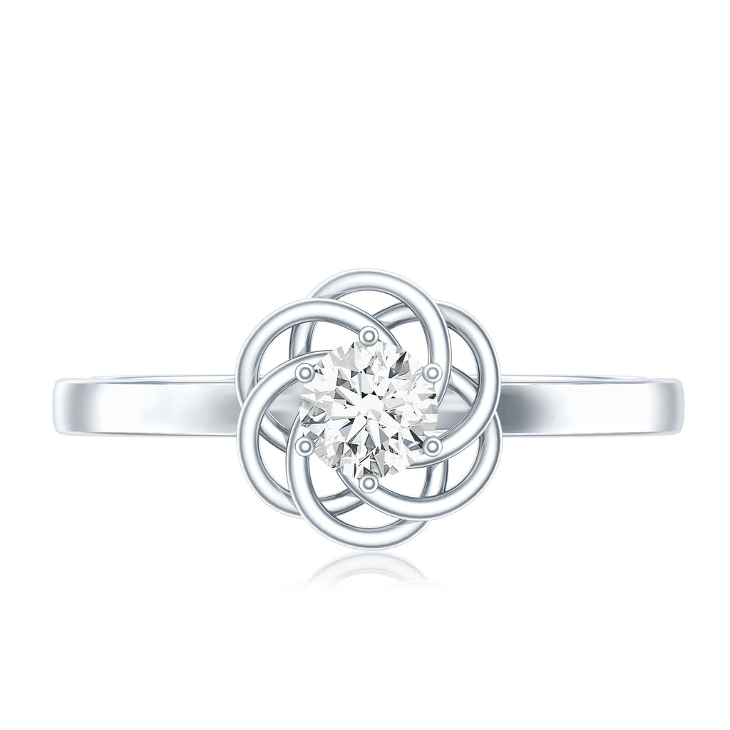 Solitaire Lab Grown Diamond Flower Promise Ring with Certificate