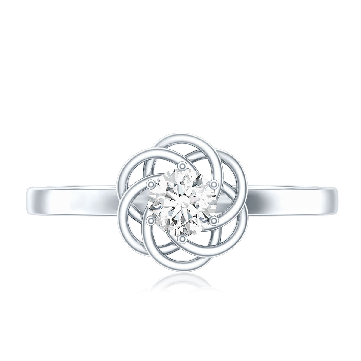 Solitaire Lab Grown Diamond Flower Promise Ring with Certificate
