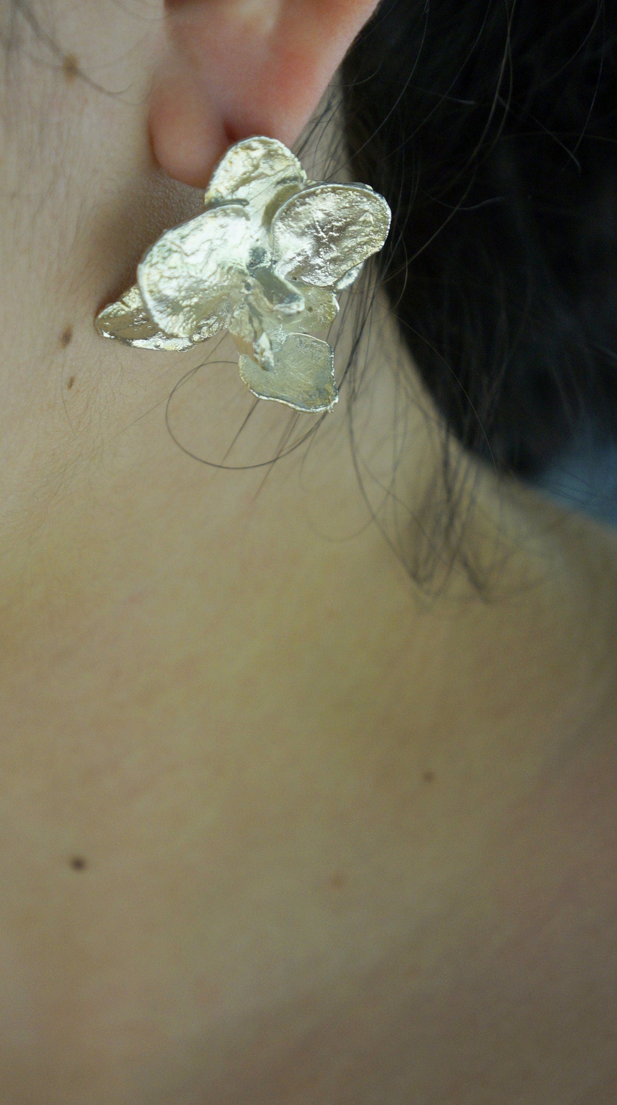 Real Orchid Flower Earrings, Handmade Nature Jewelry, Organic Nature Earrings, Unique Gift for Nature Lovers, Gold or Sterling Silver 925
