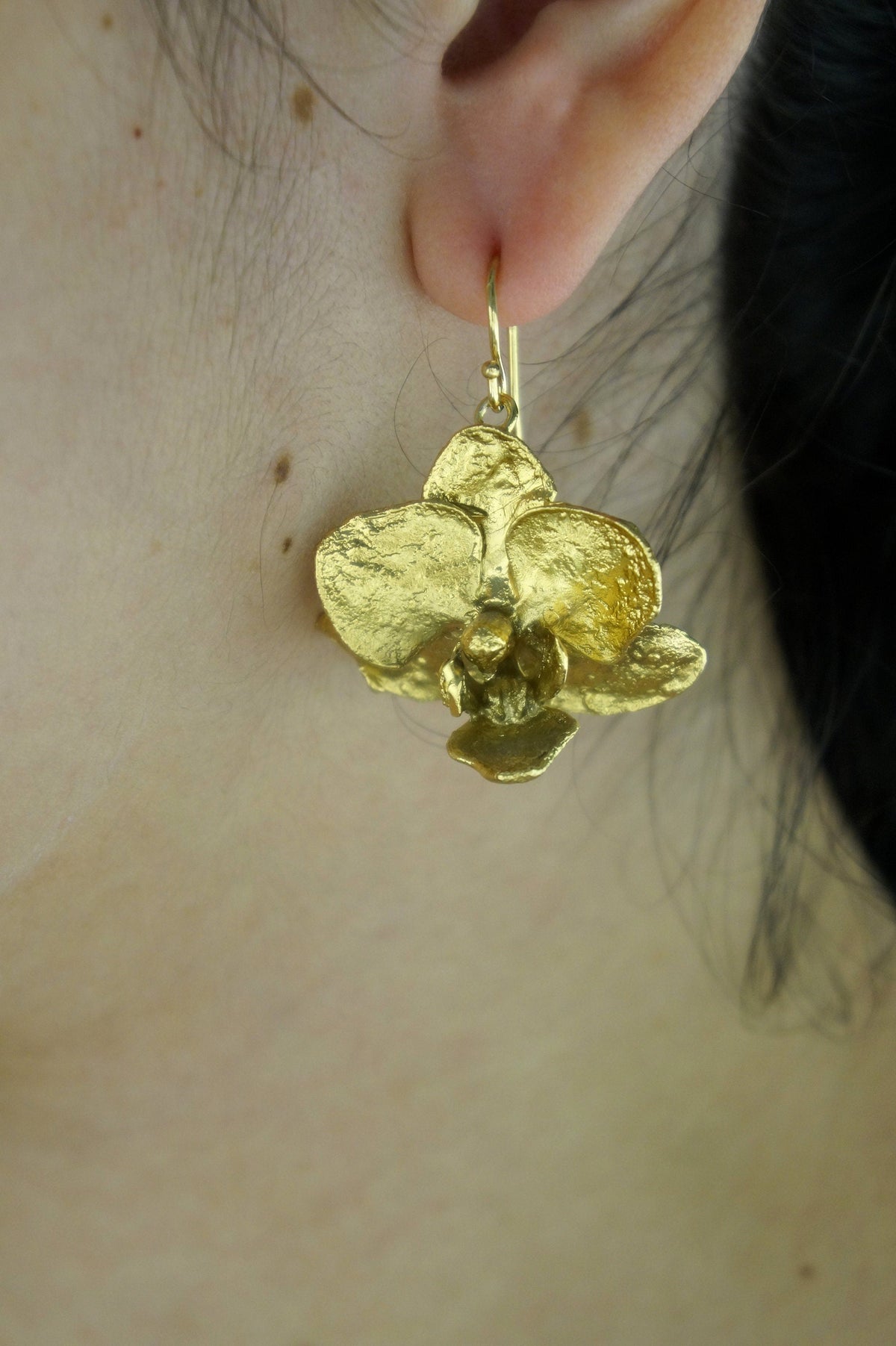 Real Orchid Flower Earrings, Handmade Nature Jewelry, Organic Nature Earrings, Unique Gift for Nature Lovers, Gold or Sterling Silver 925
