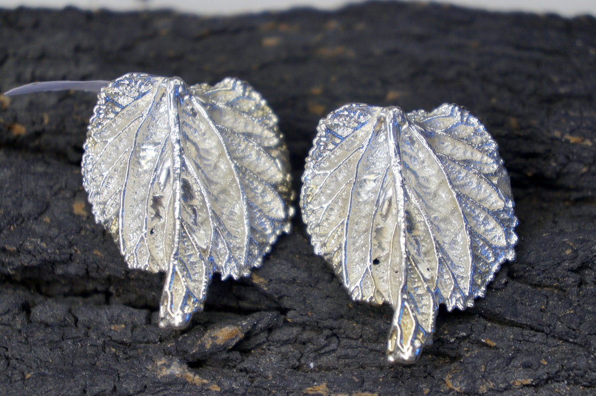 Real Mulberry Leaf Earrings, Handmade Nature Jewelry, Organic Nature Earrings, Unique Gift for Nature Lovers, Gold or Sterling Silver 925