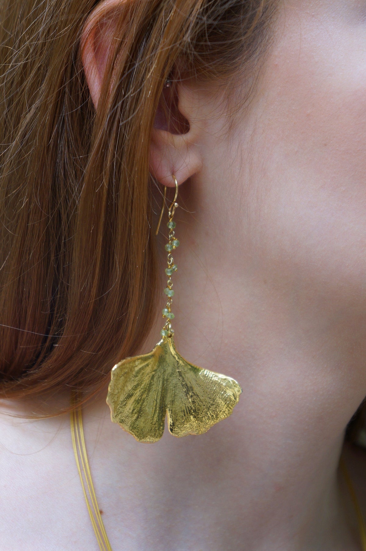Real Ginkgo Leaf Dangle Earrings, Handmade Statement Jewelry, Organic Botanical Dangles, Unique Gift for Nature Lovers, Gold or Sterling Silver 925