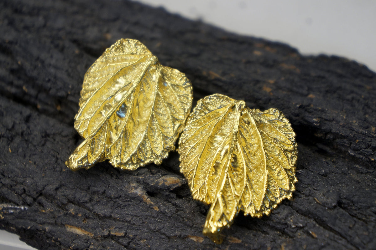 Real Mulberry Leaf Earrings, Handmade Nature Jewelry, Organic Nature Earrings, Unique Gift for Nature Lovers, Gold or Sterling Silver 925