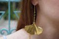 Real Ginkgo Leaf Dangle Earrings, Handmade Statement Jewelry, Organic Botanical Dangles, Unique Gift for Nature Lovers, Gold or Sterling Silver 925