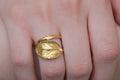 Solid Gold Rose Leaf Ring, Handmade Nature Jewelry, Organic Forest Band, Boho Gift for Luck & Passion, Real Gold (9K, 14K, 18K)