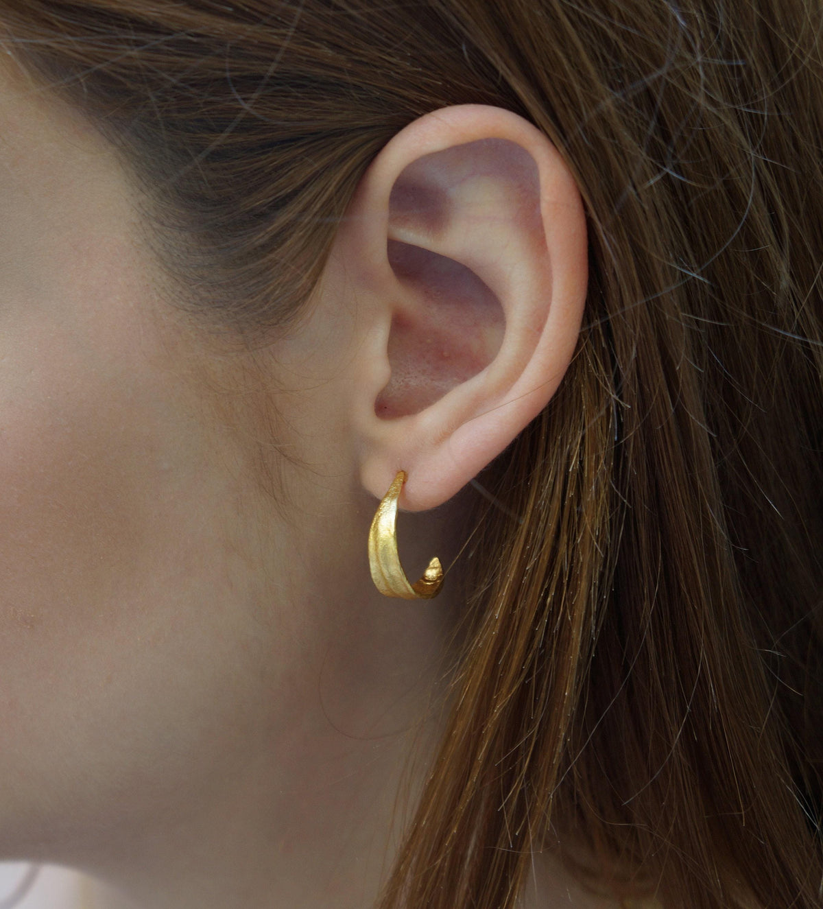 Solid Gold Olive Leaf Hoops, Handmade Minimalist Jewelry, Organic Tree Earrings, Gift for Health & Longevity, Real Gold (9K, 14K, 18K)