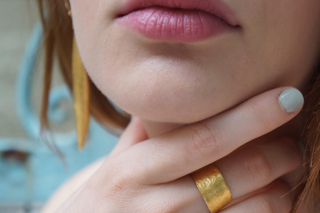 Solid Gold Olive Leaf Ring, Handmade Nature Jewelry, Organic Tree Band, Boho Gift for Success & Health, Real Gold (9K, 14K, 18K)