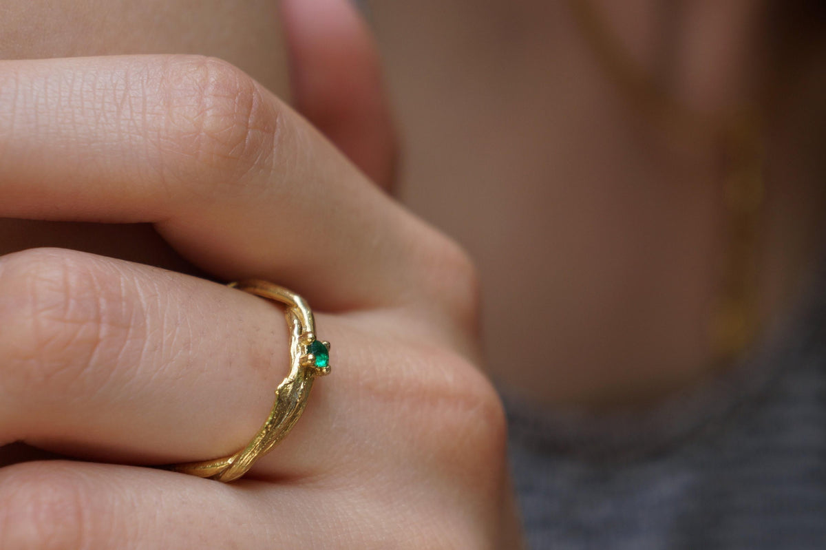 Nature-Inspired Solid Gold Olive Branch Ring (Adjustable, Rose, White, Yellow)
