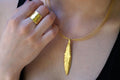 Solid Gold Olive Leaf Necklace, Handmade Nature Jewelry, Organic Tree Pendant, Gift for Luck & Prosperity, Real Gold (9K, 14K, 18K)