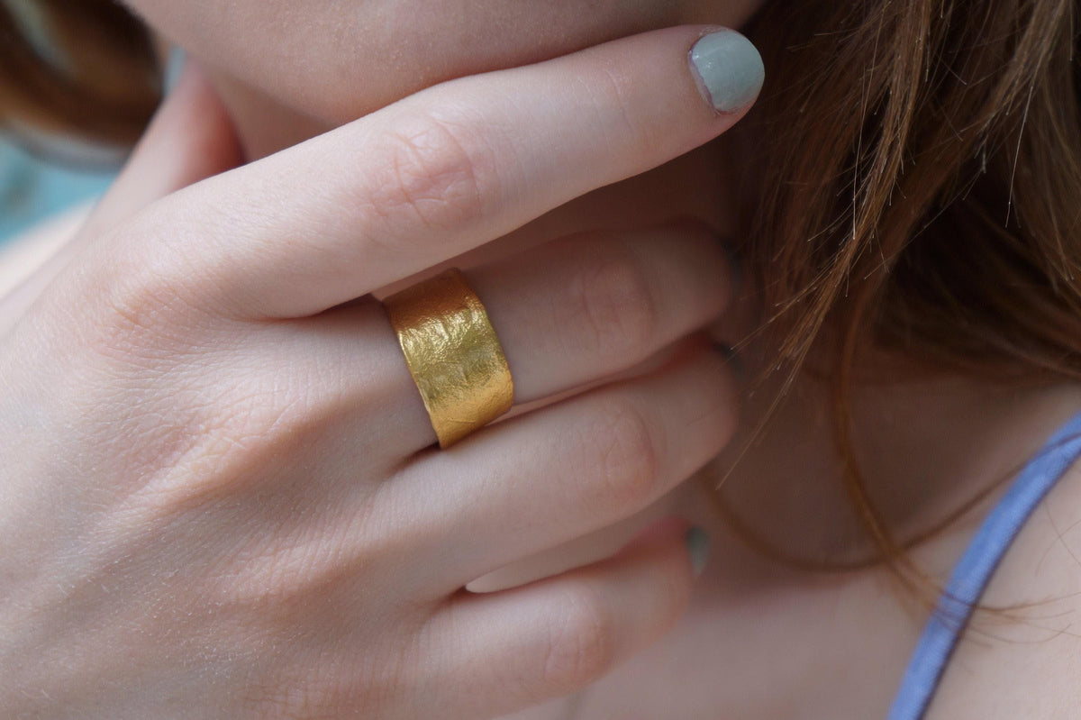 Solid Gold Olive Leaf Ring, Handmade Nature Jewelry, Organic Tree Band, Boho Gift for Success & Health, Real Gold (9K, 14K, 18K)