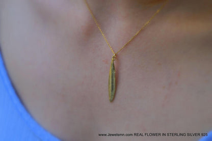 Gold Olive Leaf Necklace, Solid Gold Jewelry, Gold Pendant, Gift for Her, Birthday Gift for Women, Handmade Jewelry, Boho Fashion