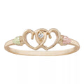 Twin Hearts and Diamond - Black Hills Gold Ladies Ring